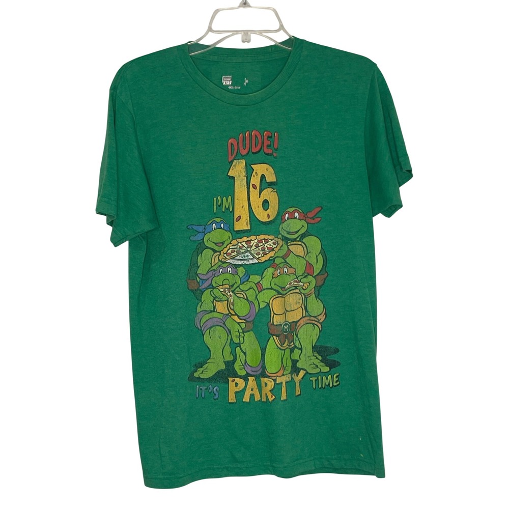 Nickelodeon Large Green TMNT Teenage Mutant Ninja Turtles 16th Birthday Tee